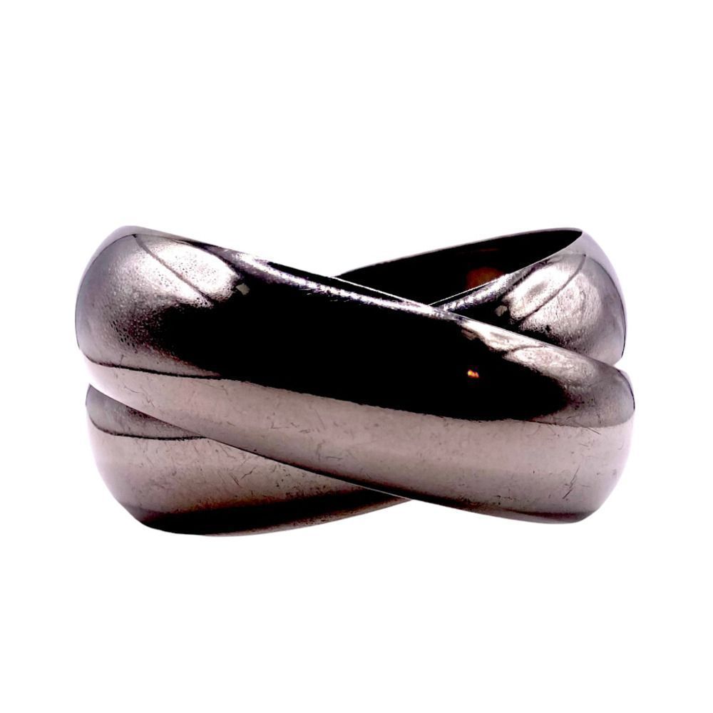 Gunmetal Interlocking Rolling Design Bangle Brace… - image 3